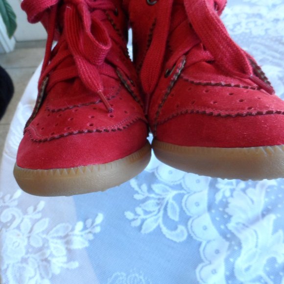 New Isabel Marant Raspberry Bobby Suede Leather Sneakers SIze 37 - Picture 8 of 15